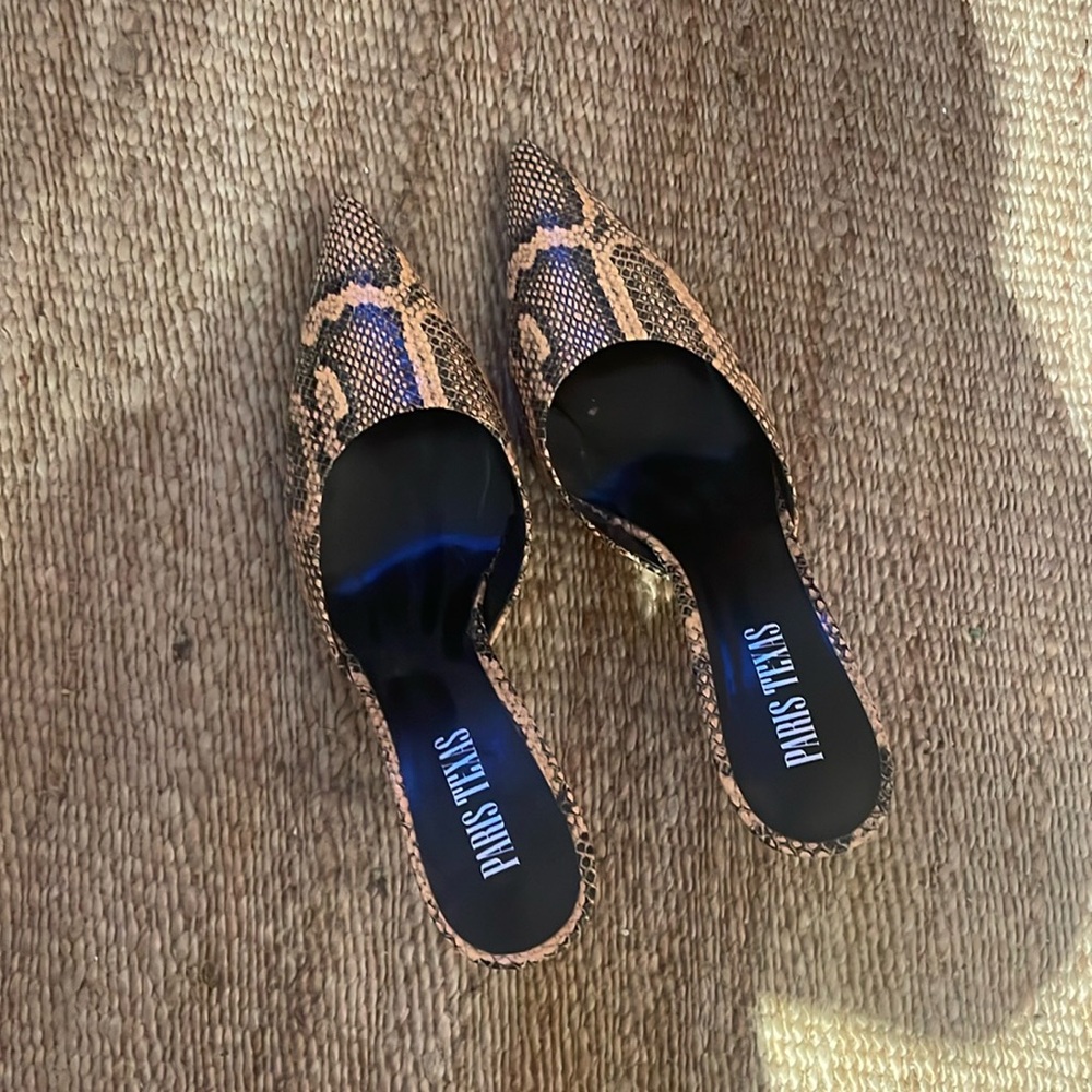 Paris Texas kitten heel mule- crocodile